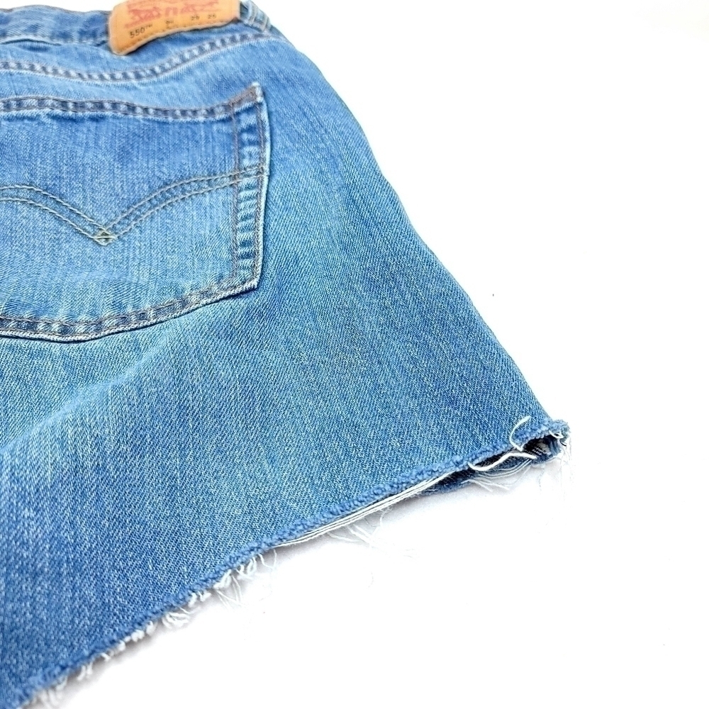 Levi's Red Tag 550 Boy's 9H Modified Denim Jean Shorts with Fringe Aesthetic - Picture 16 of 16